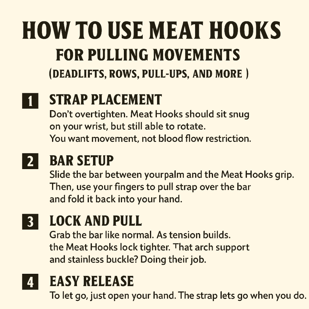 Meat Hooks - Heavy-duty leather lifting straps
